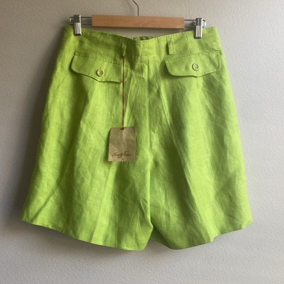 Renato Nucci Green Linen High Waist Shorts size M - Picture 3 of 6